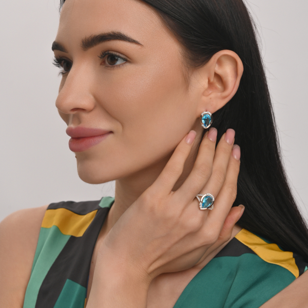 Серебряный набор с золотыми пластинами