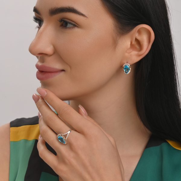 Серебряный набор с золотыми пластинами