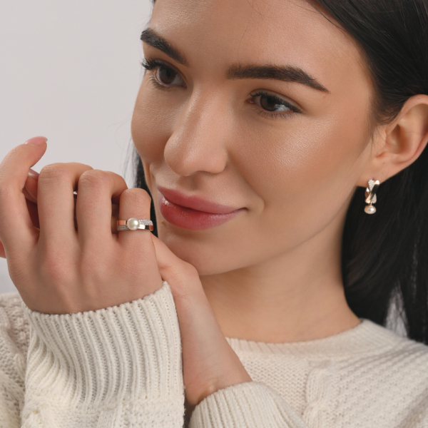 Срібний набір з золотими пластинами