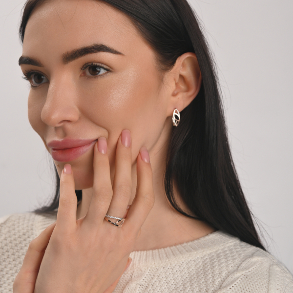 Срібні сережки з золотими пластинами