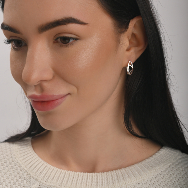 Срібні сережки з золотими пластинами