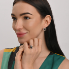 Срібна каблучка з золотими вставками