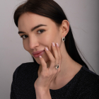 Срібна каблучка з золотими вставками