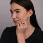 Срібна каблучка з золотими вставками