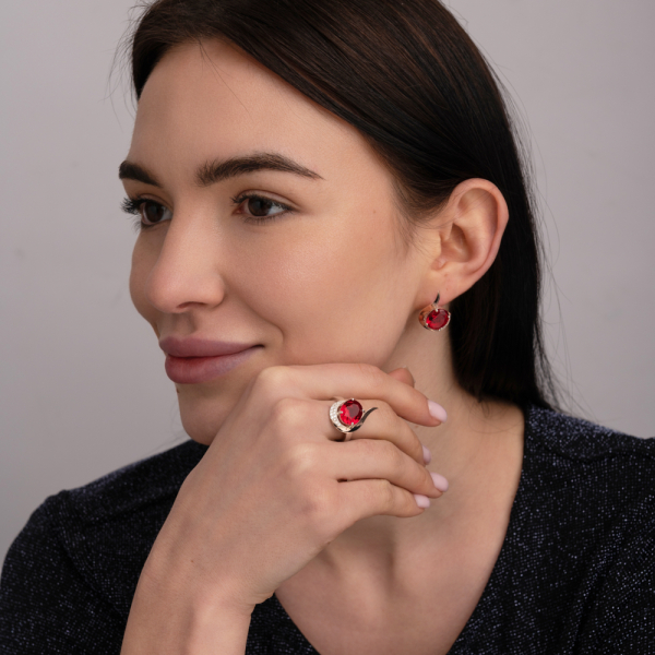 Серебряный набор с золотыми пластинами