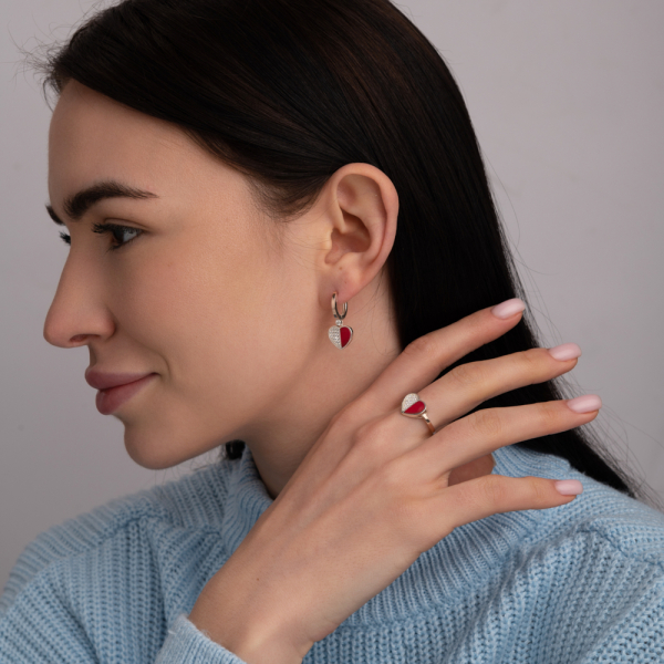 Серебряный набор с кораллом