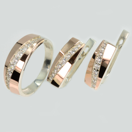 Серебряный набор с золотыми пластинами