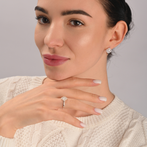 Серебряный набор с золотими пластинами