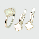 Срібний набір з конюшиною та золотими пластинами