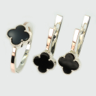 Срібний набір з конюшиною та золотими пластинами