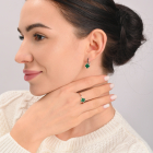 Серебряное кольцо с клевером и золотыми вставками