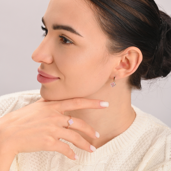 Срібний набір з конюшиною та золотими пластинами