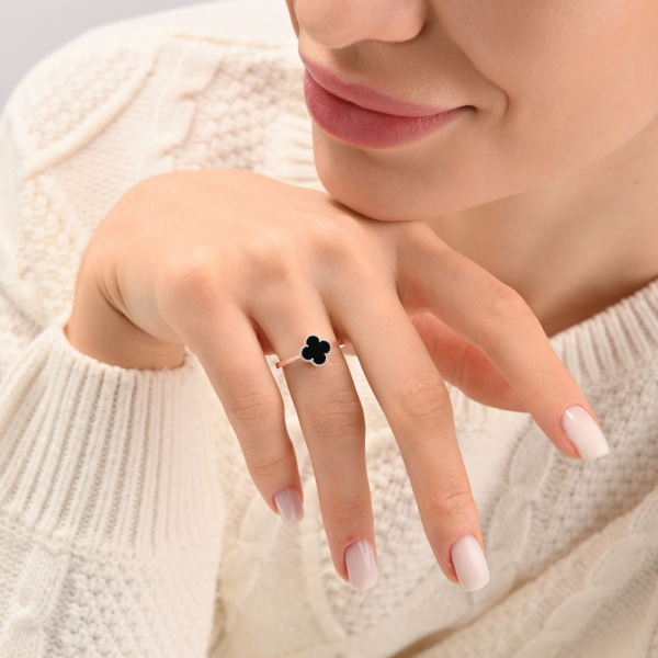 Срібний набір з конюшиною та золотими пластинами