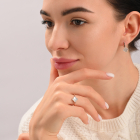 Срібна каблучка з конюшиною та золотими вставками