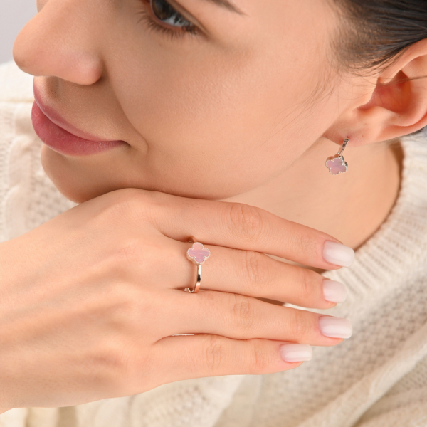 Срібна каблучка з конюшиною та золотими вставками