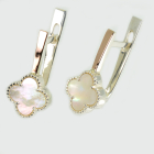 Срібні сережки з конюшиною та золотими пластинами