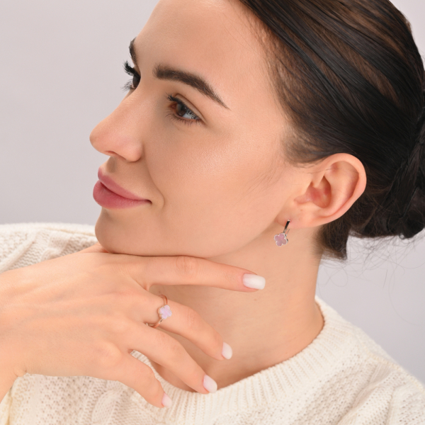 Серебряные серьги с клевером и золотыми пластинами