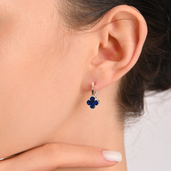 Срібний набір з конюшиною та золотими пластинами