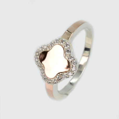 Серебряное кольцо с золотыми вставками