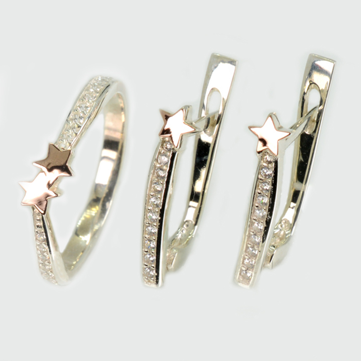 Срібний набір з золотими пластинами