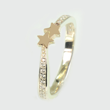 Срібна каблучка з золотими вставками