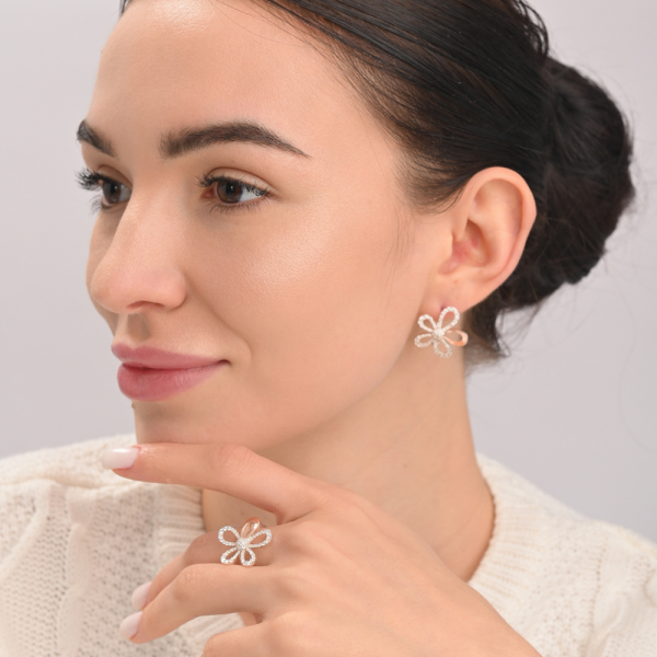 Срібний набір з золотими пластинами