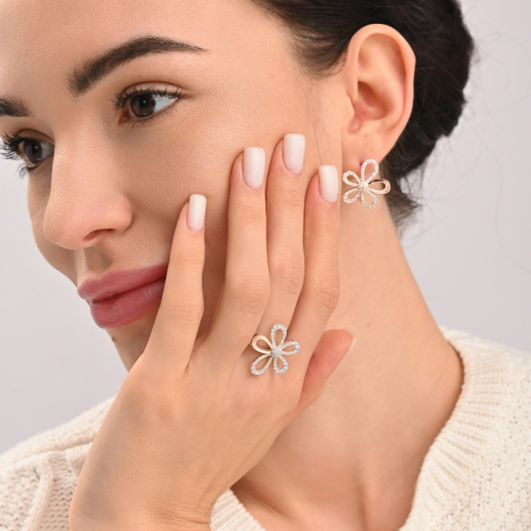 Срібний набір з золотими пластинами