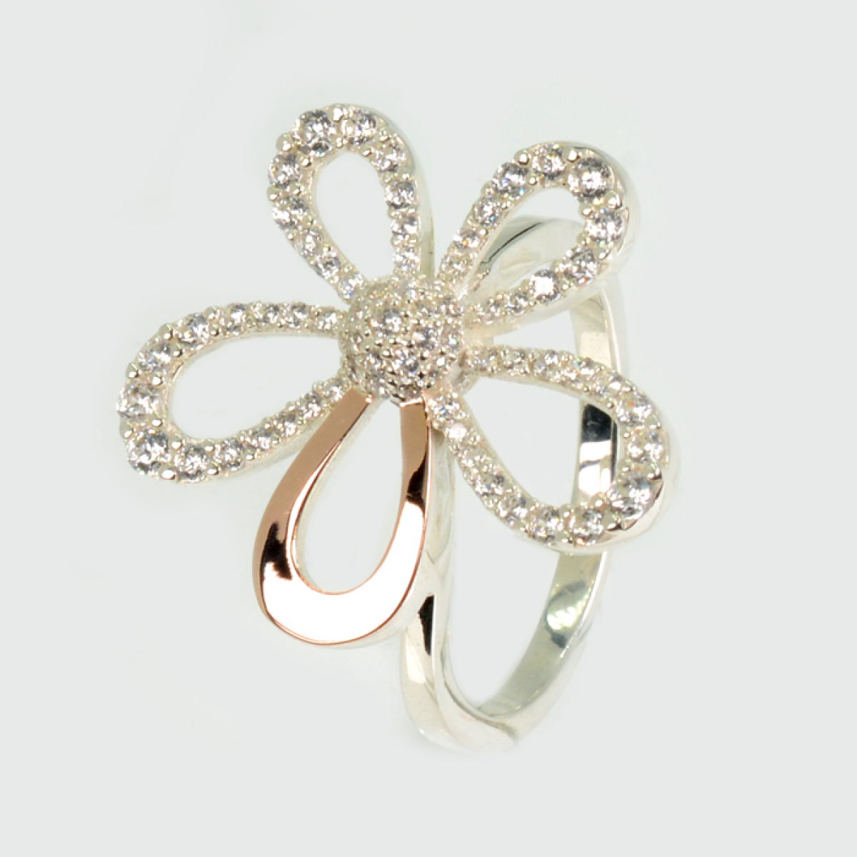 Срібна каблучка з золотими вставками