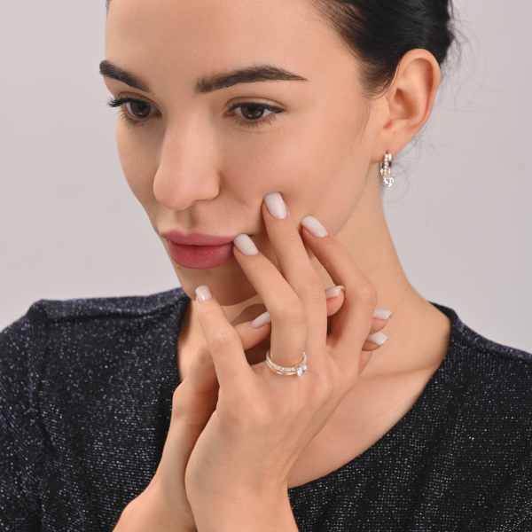 Срібний набір з золотими пластинами