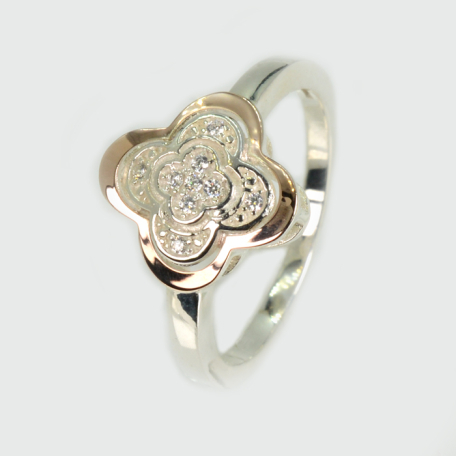 Срібна каблучка з золотими вставками