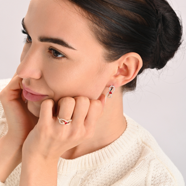 Срібний набір з золотими пластинами "MOM"