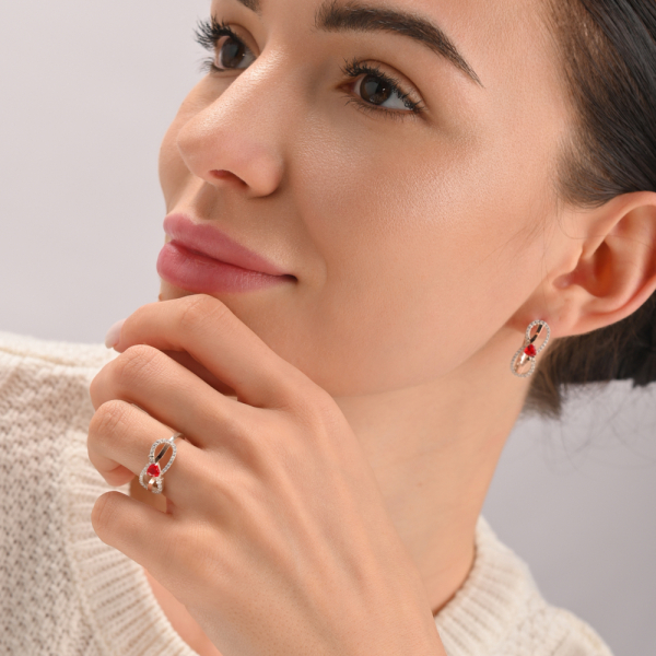 Срібний набір з золотими пластинами "MOM"