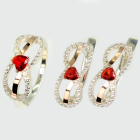 Срібний набір з золотими пластинами "MOM"