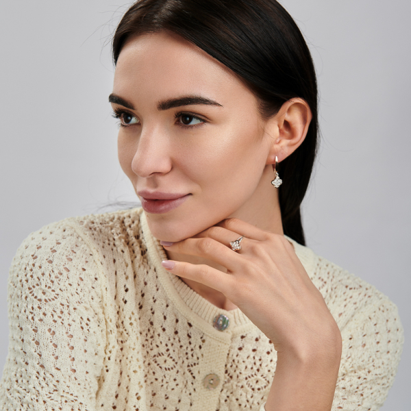 Серебряное кольцо с золотыми вставками