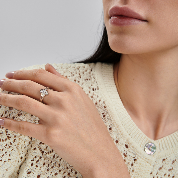 Серебряное кольцо с золотыми вставками