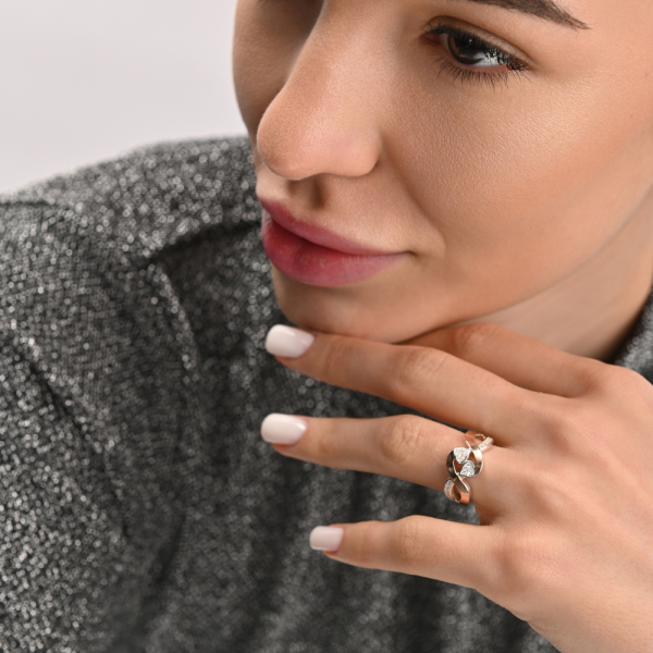 Серебряное кольцо с золотыми вставками