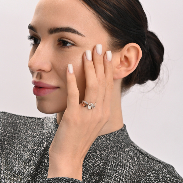 Серебряное кольцо с золотыми вставками