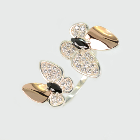 Серебряное кольцо с золотыми вставками