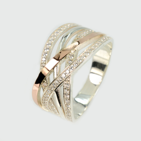 Серебряное кольцо с золотыми вставками