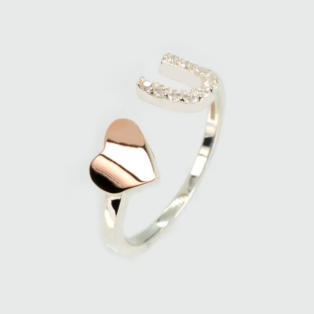 Серебряное кольцо с золотыми вставками