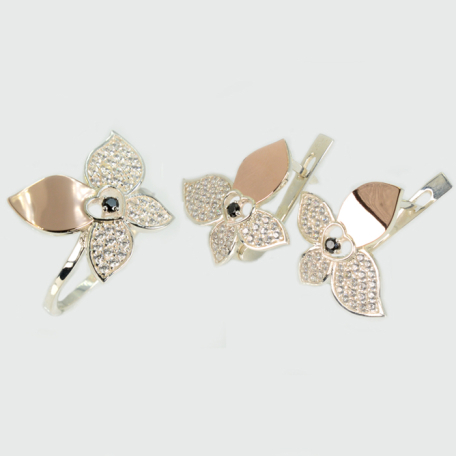 Срібний набір з золотими пластинами