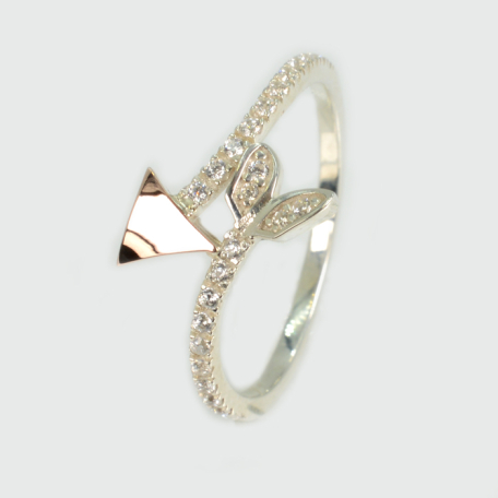 Серебряное кольцо с золотыми вставками