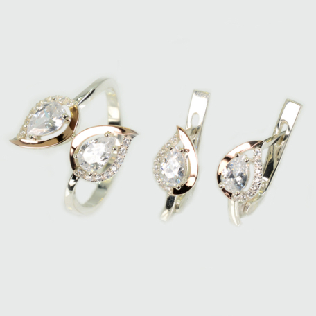 Срібний набір з золотими пластинами