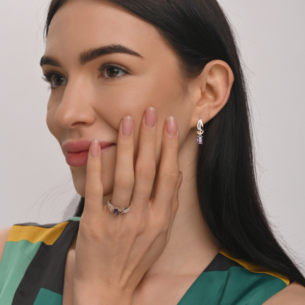 Серебряный набор с золотыми пластинами