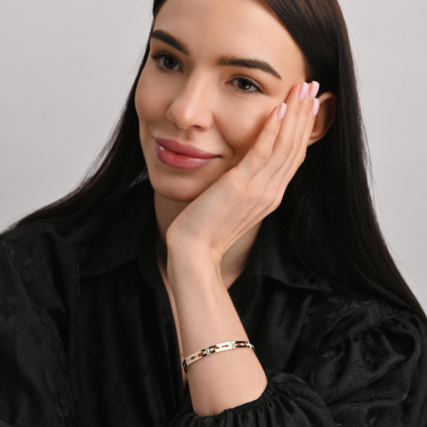 Срібний браслет з золотими вставками
