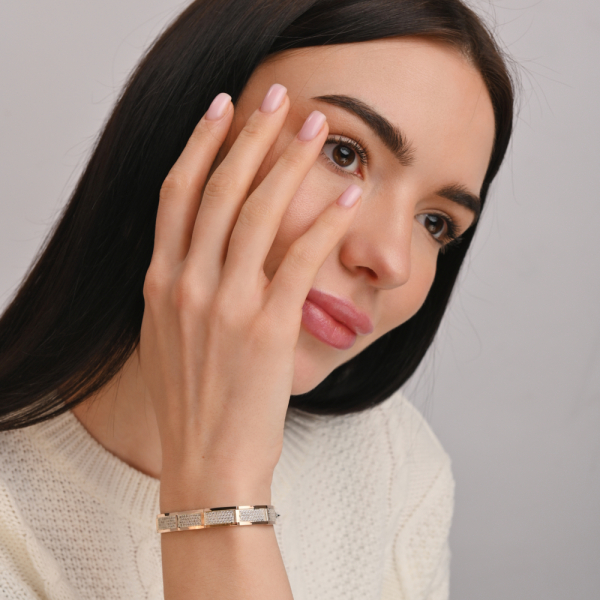 Серебряный браслет с золотыми накладками