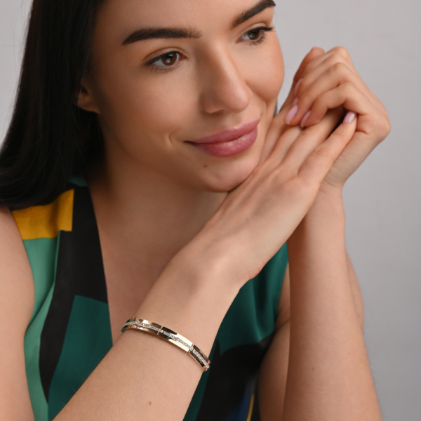 Срібний браслет  з накладками з золота