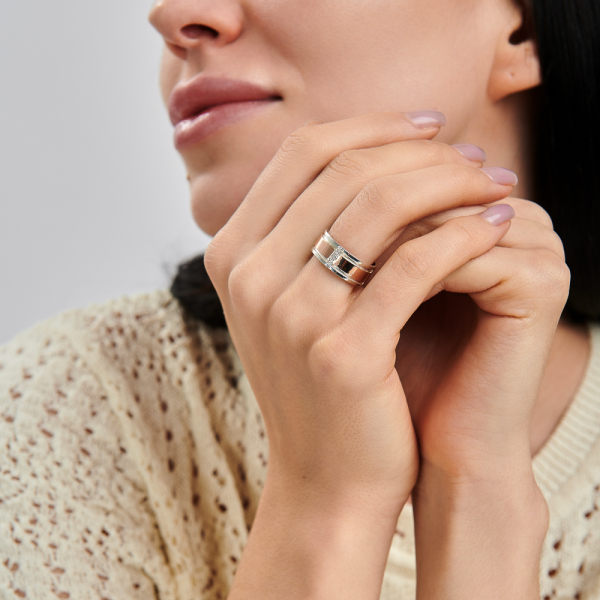 Обручка із срібла з золотом