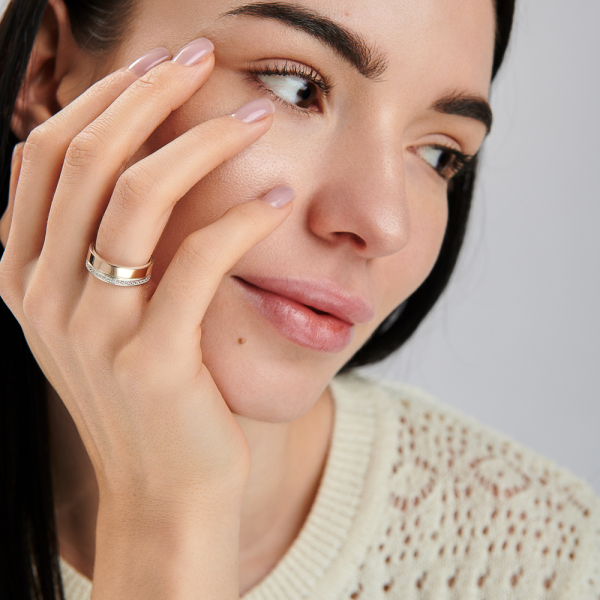 Обручальное кольцо из серебра и золота