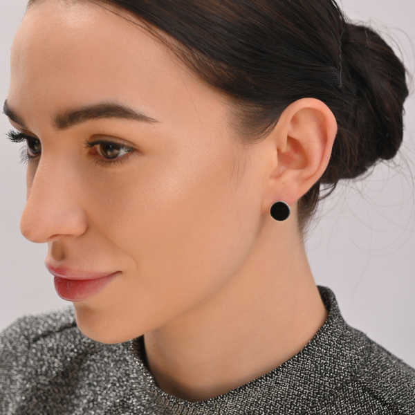 Срібні сережки з оніксом